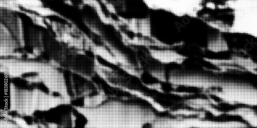 Grunge halftone gradient background. Faded grit noise texture. White and black sandy wallpaper. Retro pixelated backdrop. Anime or manga style comic overlay