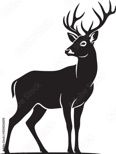 Black silhouette of a majestic stag with large antlers