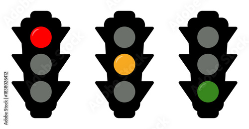 Stop, Caution and Go Traffic Signal Illustration