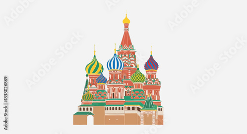 Vibrant and iconic St Basils Cathedral in Moscow Russia.