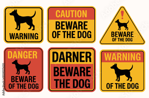 Attention-Grabbing Danger and Warning Signs Featuring Dogs for Effective Alerts
