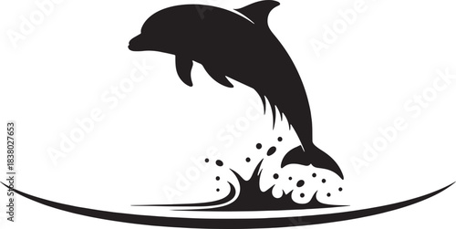 Silhouette of a Dolphin Leaping from Water Splashes