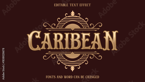 Caribean Editable Text Effect, Vintage Victorian Ornate Label Editable