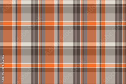 Quilted textile tartan seamless, rag pattern plaid check. Painting background texture vector fabric in pastel and orange colors.