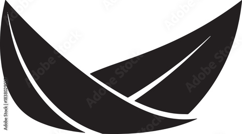 Abstract black shape resembling two leaves or petals