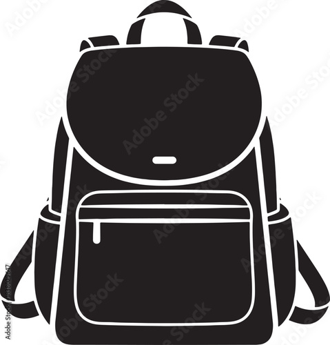 Black Backpack Icon on White Background rucksack school bag