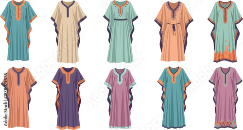 Colorful Traditional Kaftans Array in Bright Colors for Women
