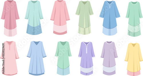 Colorful Nightgowns Set in Pastel Shades for Comfortable Sleepwear