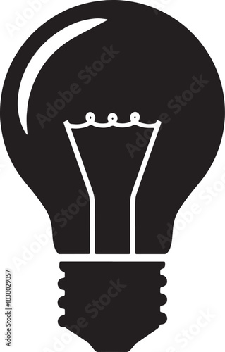 Black Light Bulb Icon on White Background idea innovation