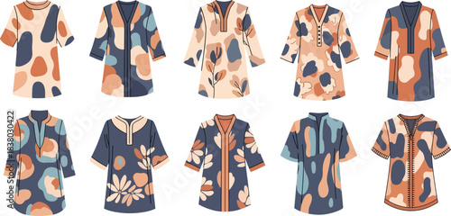 Set of Stylish Floral Pattern Dresses in Various Colors for Women