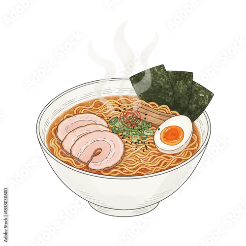 Warm ramen bowl with rich broth and fresh toppings.