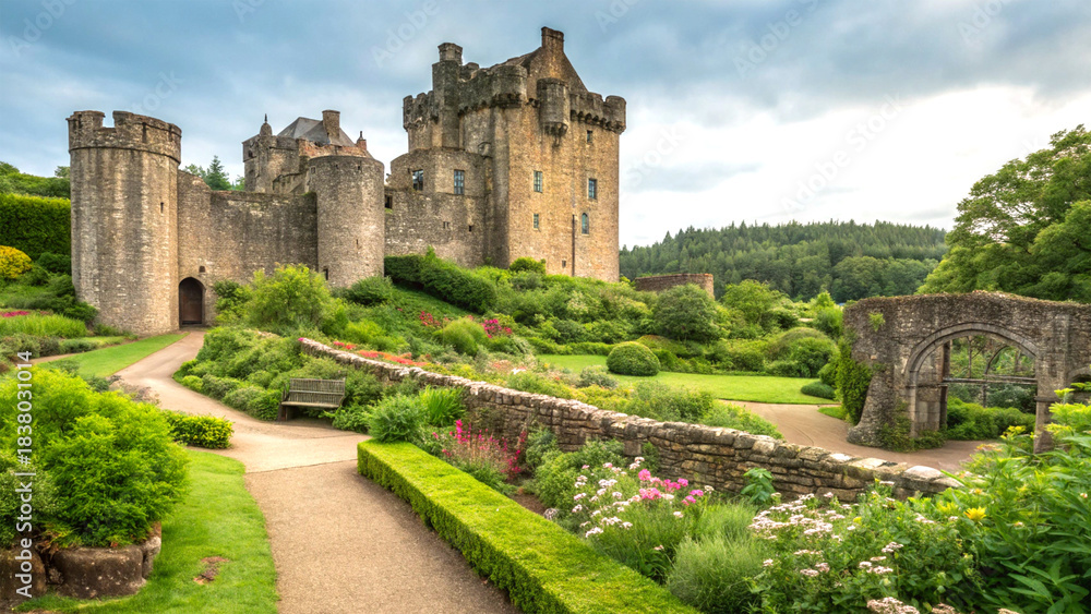 Obraz premium Majestic castle among gardens