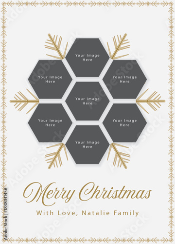 Family Christmas Photo Card Template EPS Vector
