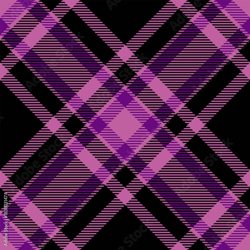 Carnival textile seamless fabric, mature vector plaid background. Hispanic check tartan pattern texture in black and pink colors.