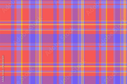 Grunge background vector pattern, packaging seamless tartan texture. Scottish check textile plaid fabric in indigo and red colors.