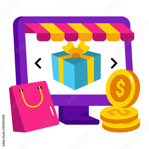 Premium download icon of online gift shopping 