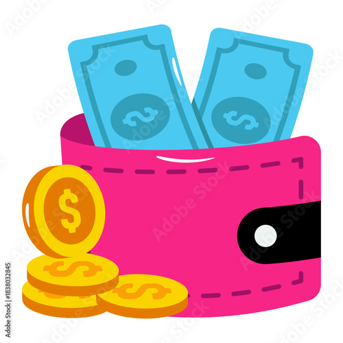 A billfold accessory icon, vector design of wallet