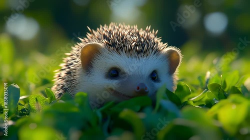 Adorable Hedgehog in Greenery: A Charming Wildlife Encounter for Nature Lovers and Animal