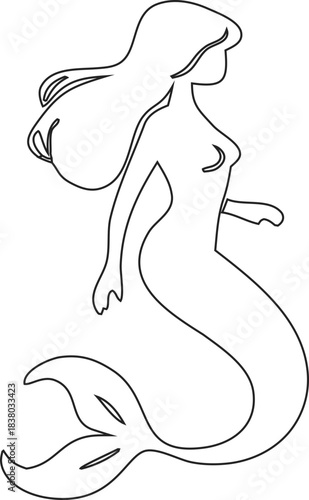 bold mermaid outline silhouette for beach branding, wellness logos, and fairy-tale style designs.