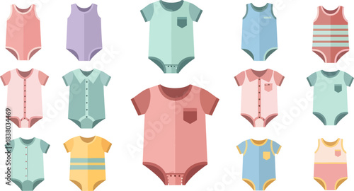 Colorful Baby Onesies in Pastel Shades for Newborns and Infants