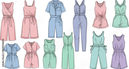 Colorful Pajama Sets in Pastel Shades for Women and Girls