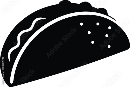 Crunchy taco shell vector, mexican snack food symbol