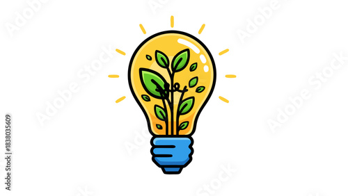 Glowing Light Bulb With Green Plant Growing Inside Symbolizing Eco Friendly Ideas And Sustainable Energy On Black Background