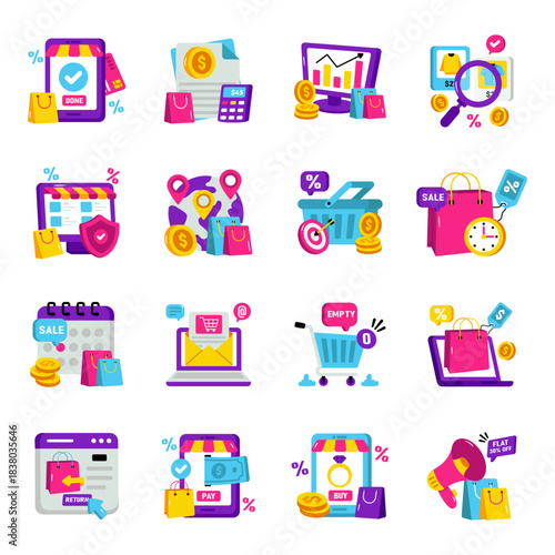 Set of Spending Flat Icons