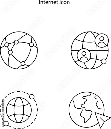 Globe Icon vector illustration, symbol of internet, www symbol, Web icon, website, homepage icon set, earth clip art, globe symbol isolated on a white background
