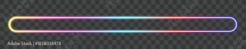 Neon light glowing lines frame vector colorful rectangular banner template transparent background 