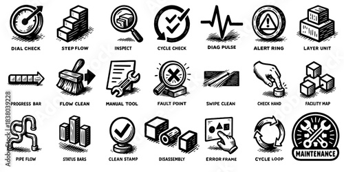 メンテナンス作業アイコンセット、Maintenance Work Icon Set 
