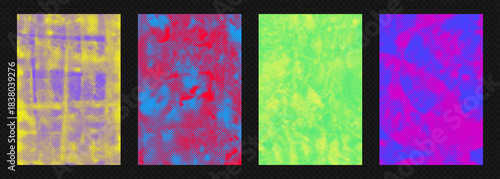 Grunge punk overlay with halftone paper texture distressed paint strokes for edgy poster with design. Urban paper street art graphics abstract retro pop art vector illustration set