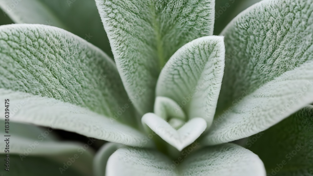 Obraz premium Close up of fuzzy green succulent leaves plant