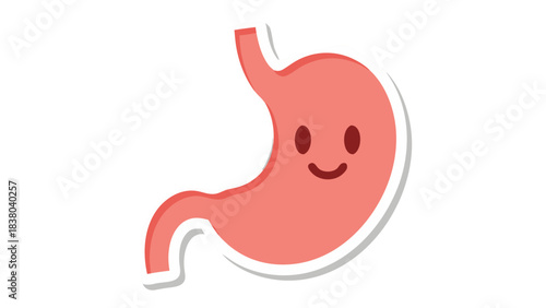 Happy Cartoon Stomach Icon With Cute Smiling Face and Pink Hue Isolated on Black Background Simple Vector Illustration Representing Digestion and Health