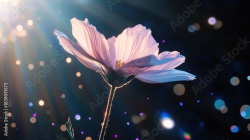 Delicate light illuminates a vibrant flower.