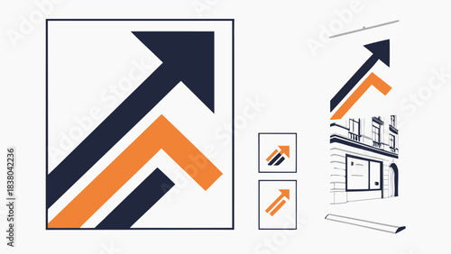 Business Growth Arrow Poster Design for Marketing and Corporate Branding