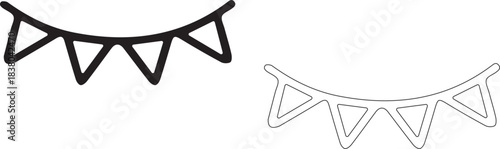 Festive paper garland. Editable vector silhouette.