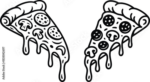 Melting Pizza Slice Vector Illustration.