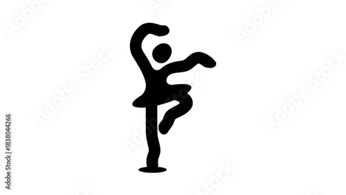 Ballet dancer woman, black isolated silhouette