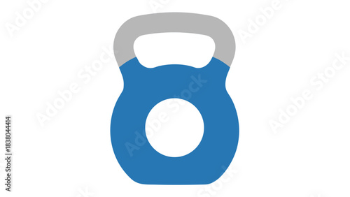 Kettlebell Weight Training Equipment With Blue And Gray Two Tone Coloring Isolated On Black Background For Fitness And Exercise