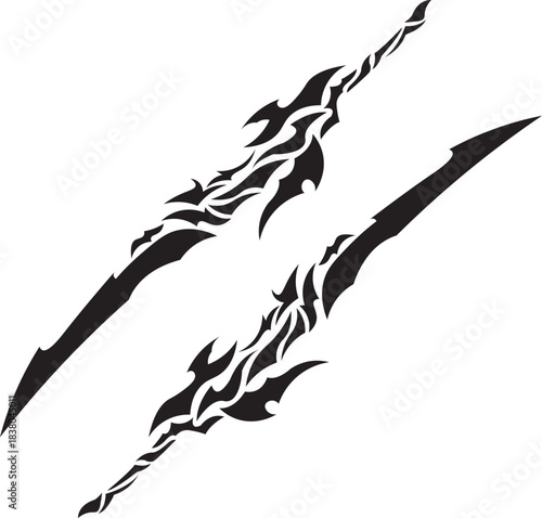 Tribal claw marks graphic design element black silhouette