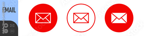 Email envelope icon button in color circle button for contact and communication, email, messaging, mail delivery. Color vector icon set
