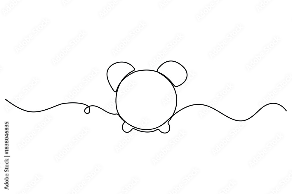 Obraz premium Continuous one line drawing of a classic wall clock minimalist timekeeping illustration