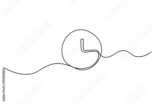 Continuous one line drawing of a classic wall clock minimalist timekeeping illustration

