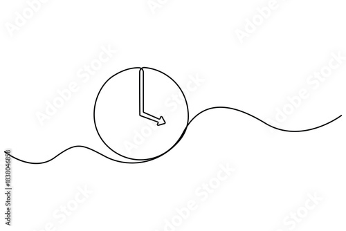 Continuous one line drawing of a classic wall clock minimalist timekeeping illustration
