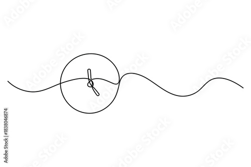Continuous one line drawing of a classic wall clock minimalist timekeeping illustration
