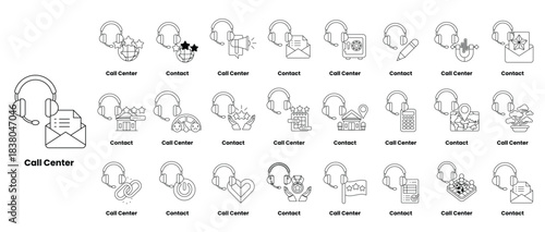 A collection of icons for a call center