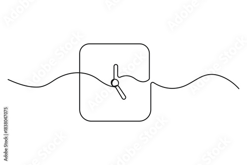 Continuous one line drawing of a classic wall clock minimalist timekeeping illustration
