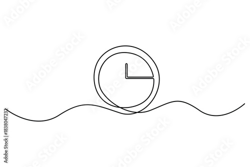 Continuous one line drawing of a classic wall clock minimalist timekeeping illustration
