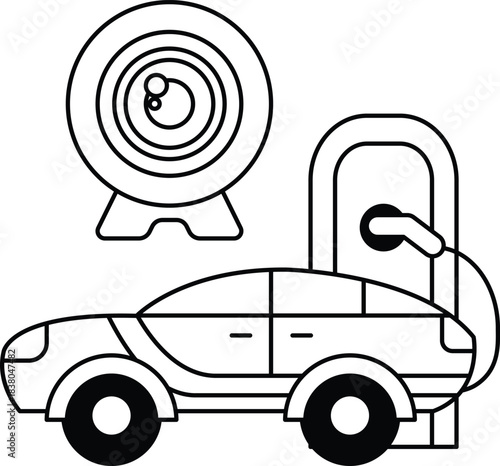 A car is parked next to a gas station